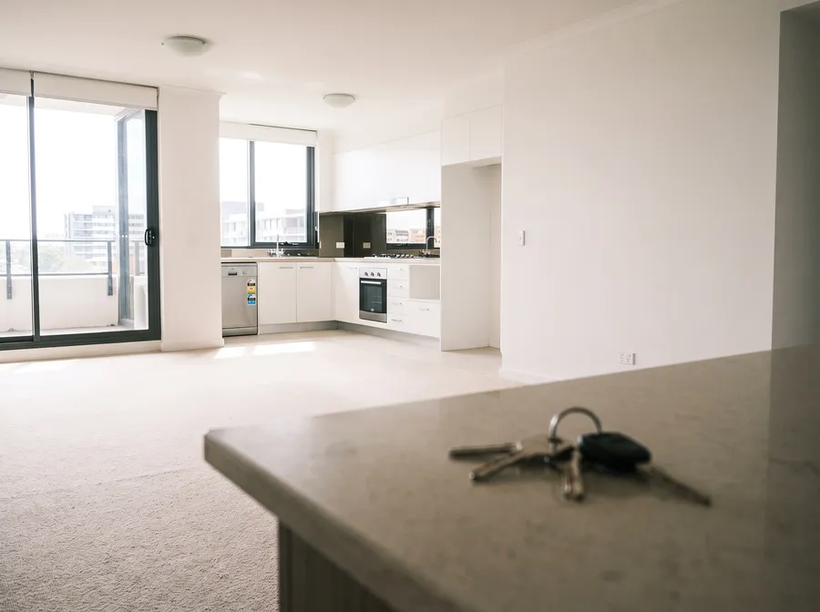 An empty, freshly cleaned rental apartment ready for final inspection